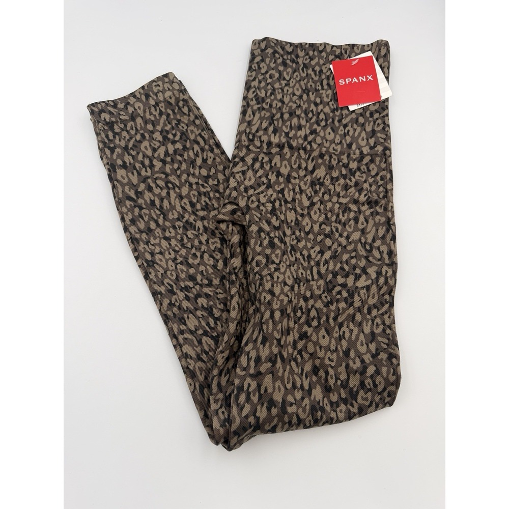 SPANX Seamless High Rise Leggings Black Cheetah Print Size Small